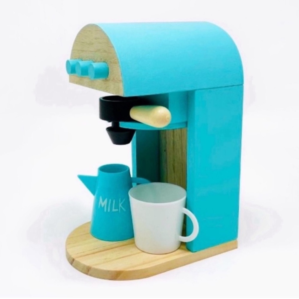 New! Target Bullseye Imaginative Kitchen Play Wooden Blue Coffee Maker